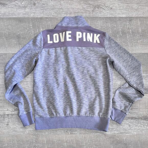 PINK Victorias Secret Perfect Quarter Zip Sweatshirt Womens XS Marled Purple - Picture 5 of 8